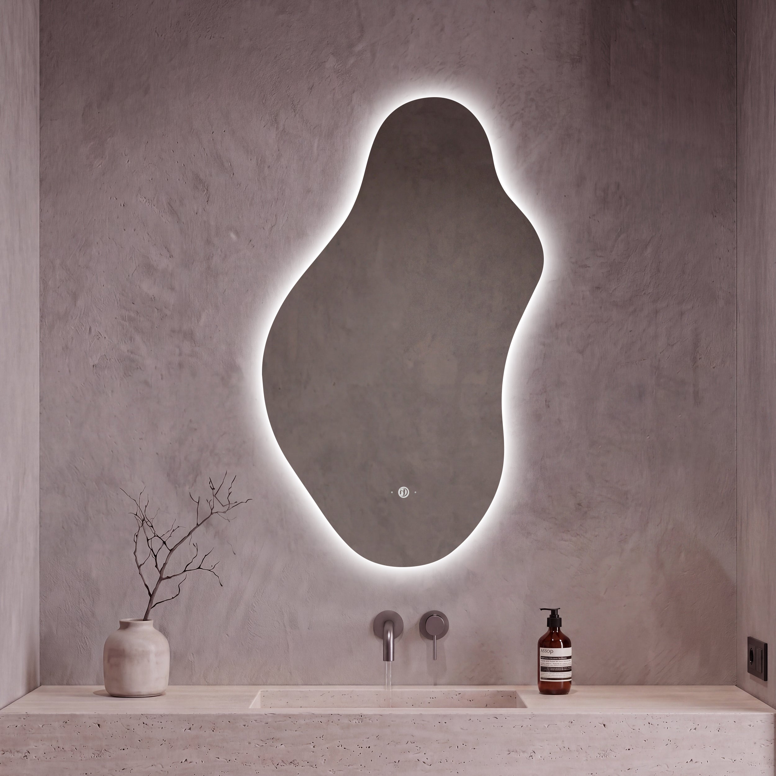 2 Sizes Modern Curvy Irregular LED Bathroom Mirror