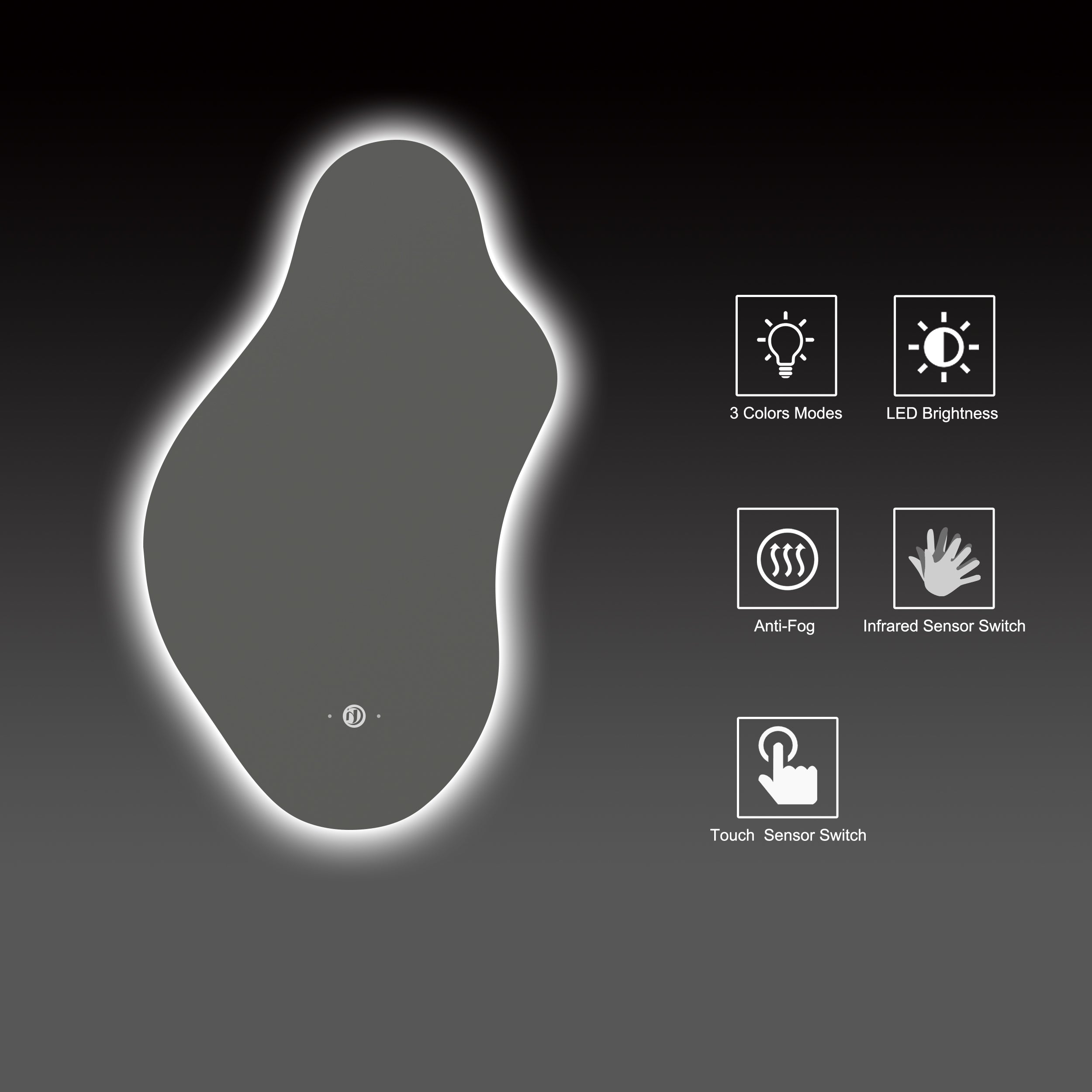 2 Sizes Modern Curvy Irregular LED Bathroom Mirror