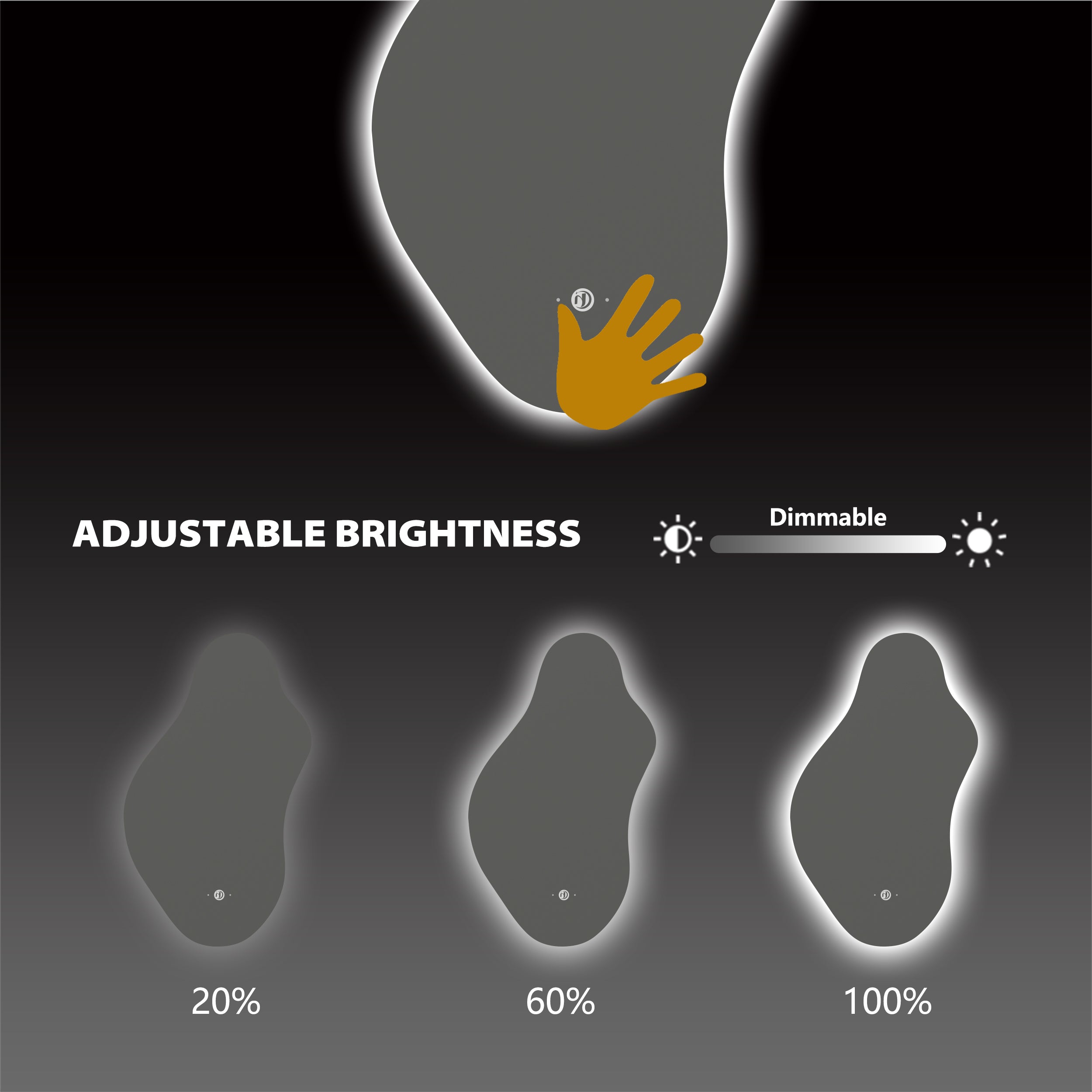 2 Sizes Modern Curvy Irregular LED Bathroom Mirror