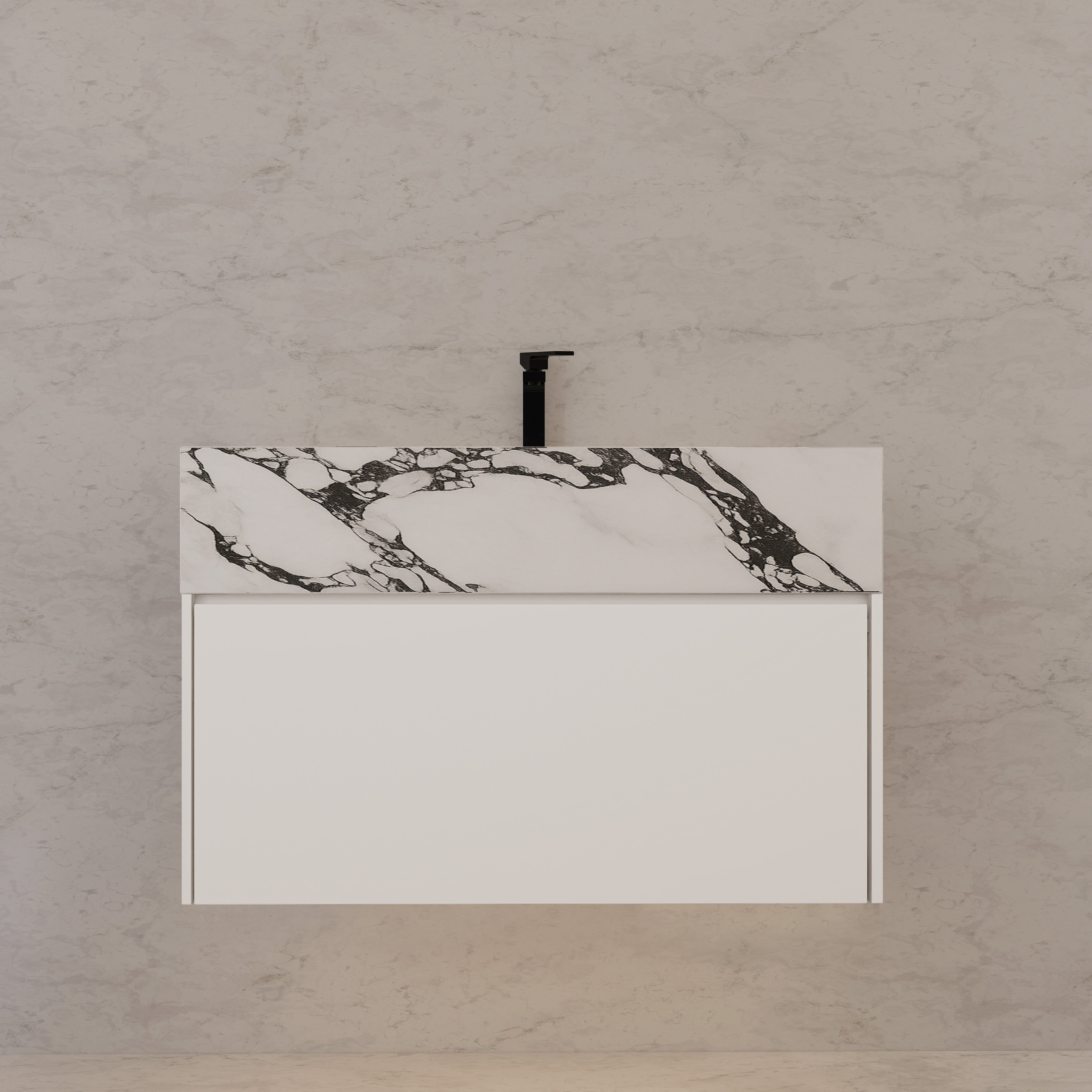 32"/ 36"/40" White Single Sink Floating Bathroom Vanity with Sintered Stone Top