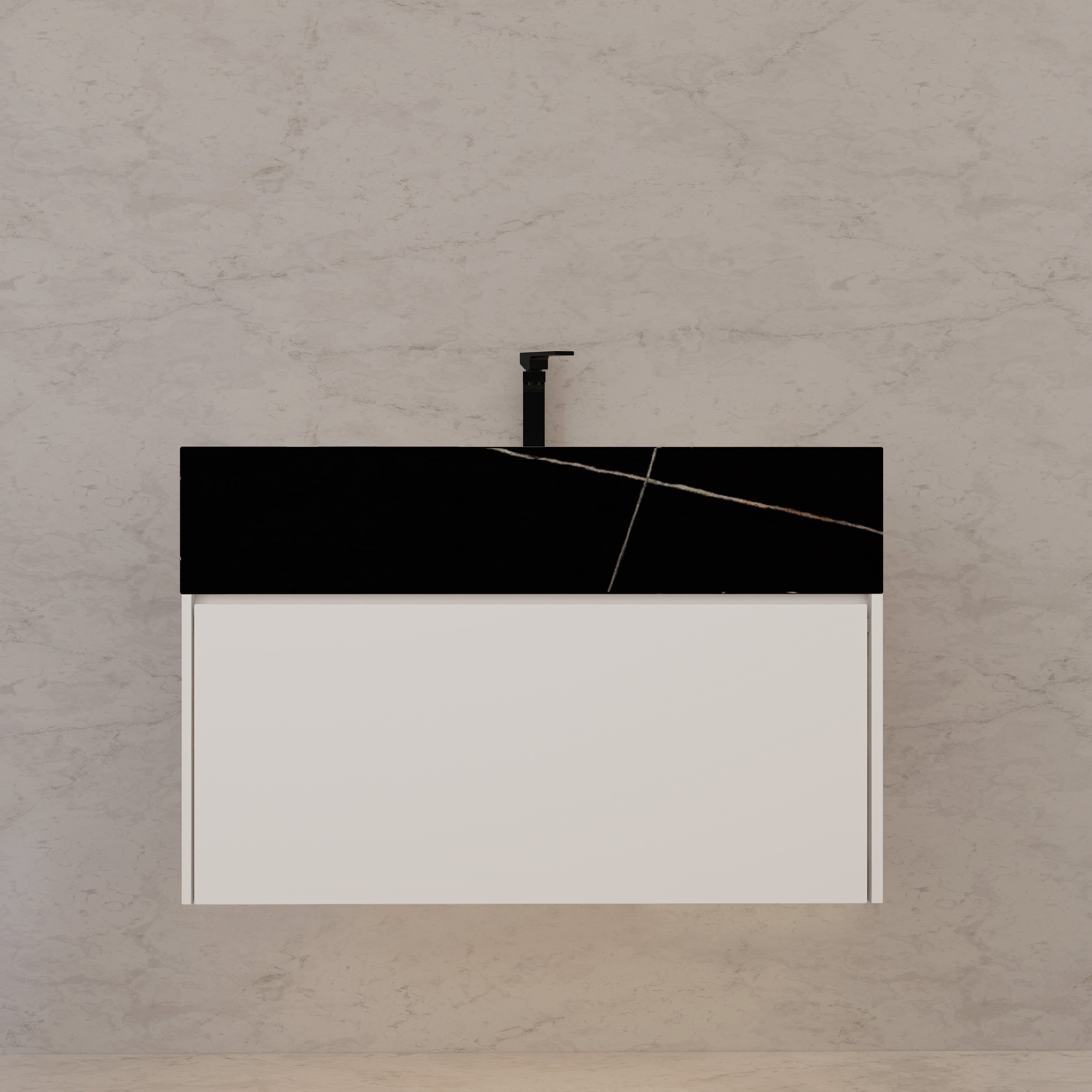 32"/ 36"/40" White Single Sink Floating Bathroom Vanity with Sintered Stone Top
