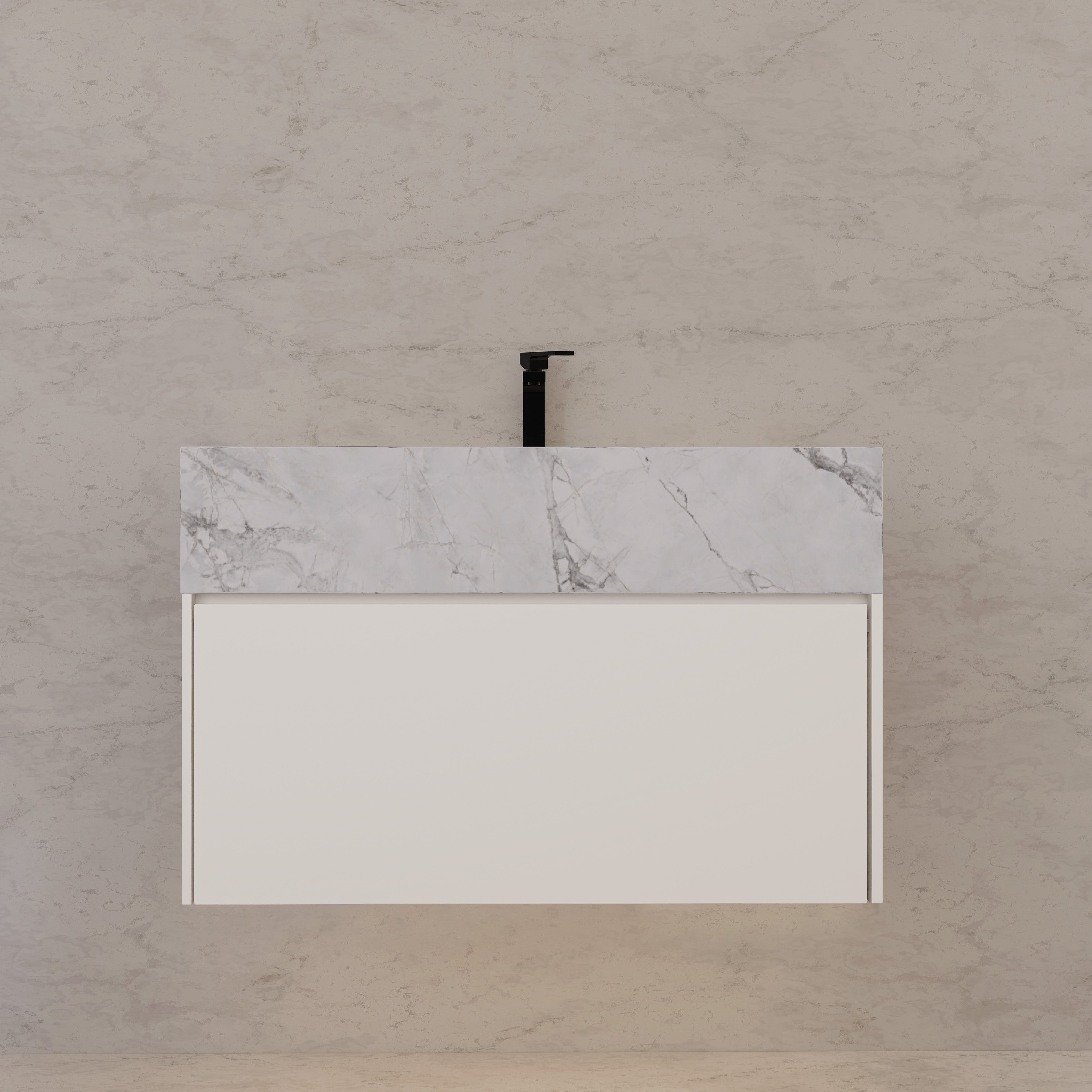 32"/ 36"/40" White Single Sink Floating Bathroom Vanity with Sintered Stone Top