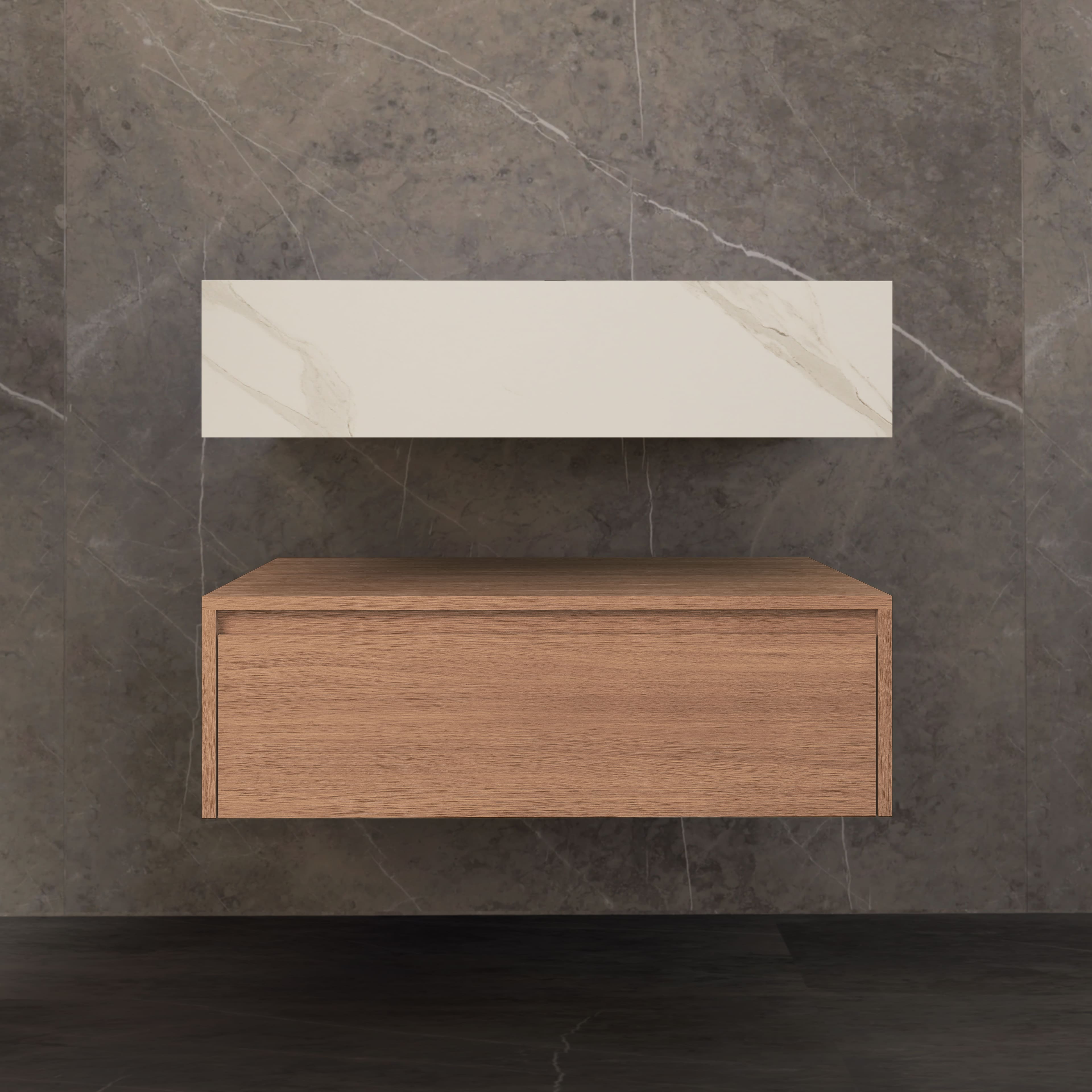 32"/ 36"/40"  Wall Mount Bathroom Vanity - Stone Integrated Basin & Plywood Cabinet