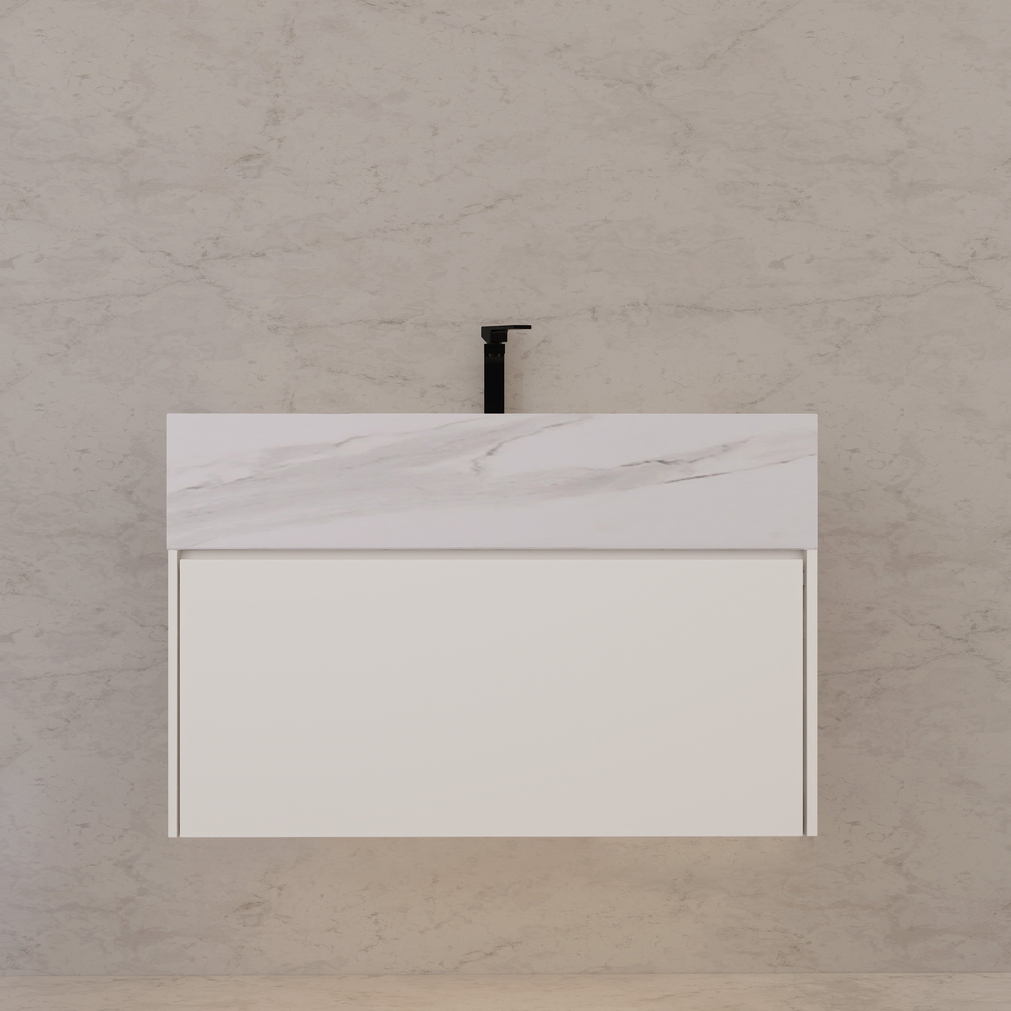 32"/ 36"/40" White Single Sink Floating Bathroom Vanity with Sintered Stone Top