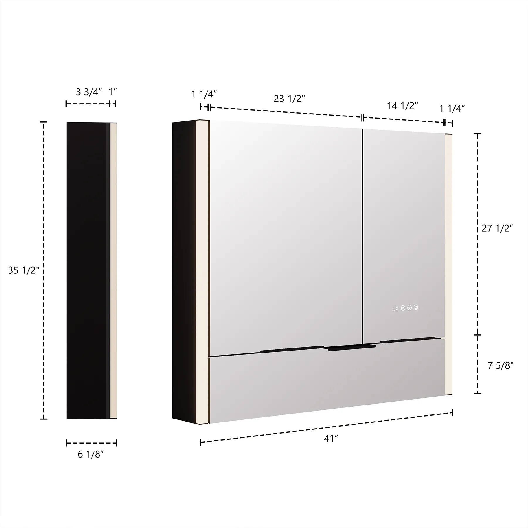 41" x 36" LED Medicine Cabinet with Anti-Fog Mirror, CRI 90 & Built-in Fridge