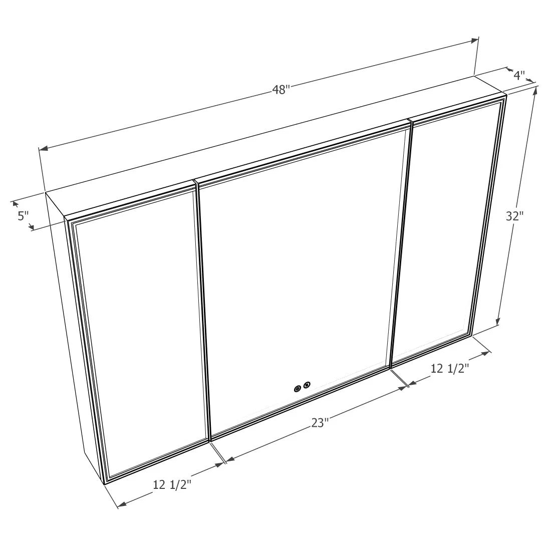 48"x32" LED Mirror Cabinet, Anti-Fog, Dimmable Light & Memory – Wall-Mounted 48"x32"