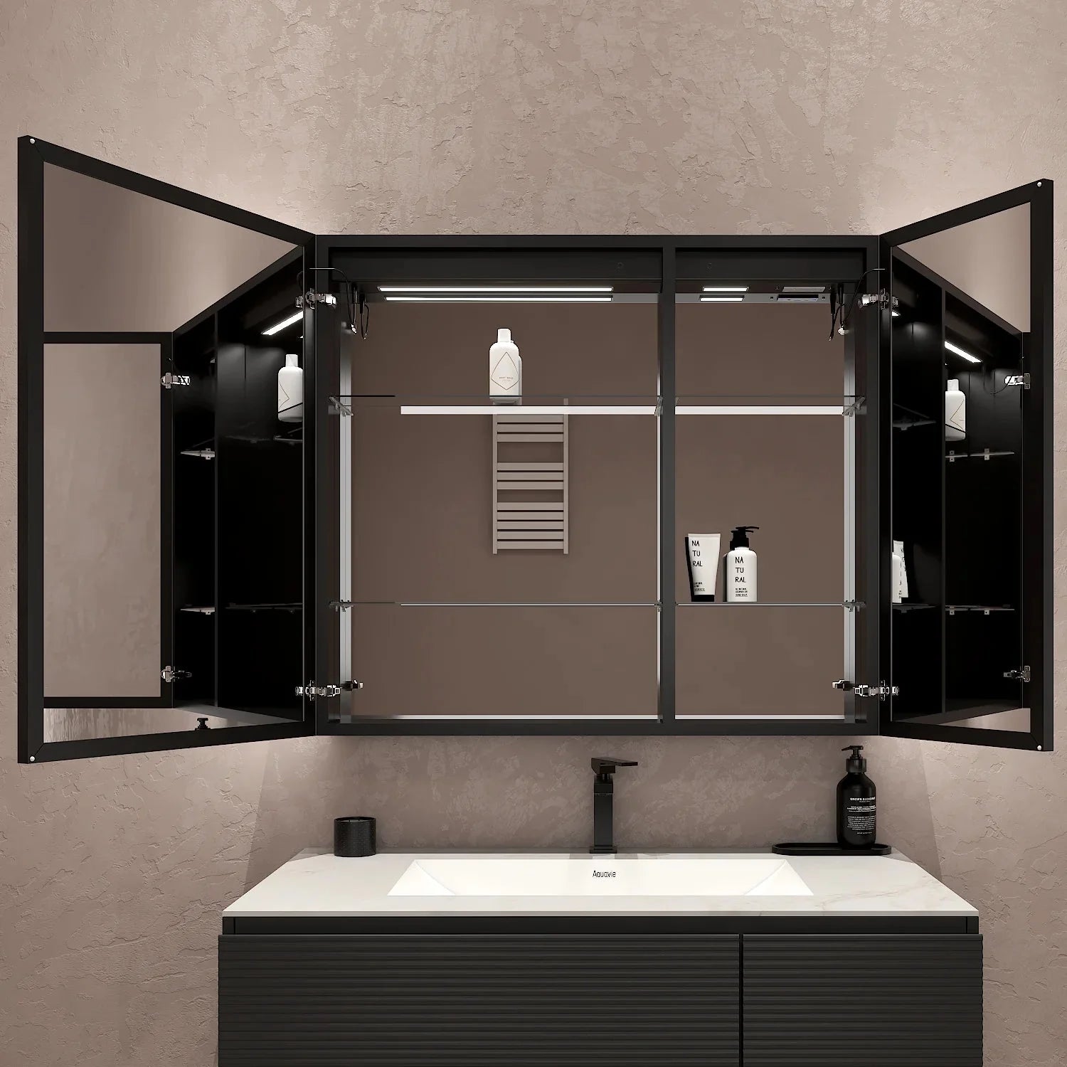 26" x 32" LED Mirror Medicine Cabinet – Aluminum Frame, Anti-Fog, Recessed or Surface Mount 26"x32"