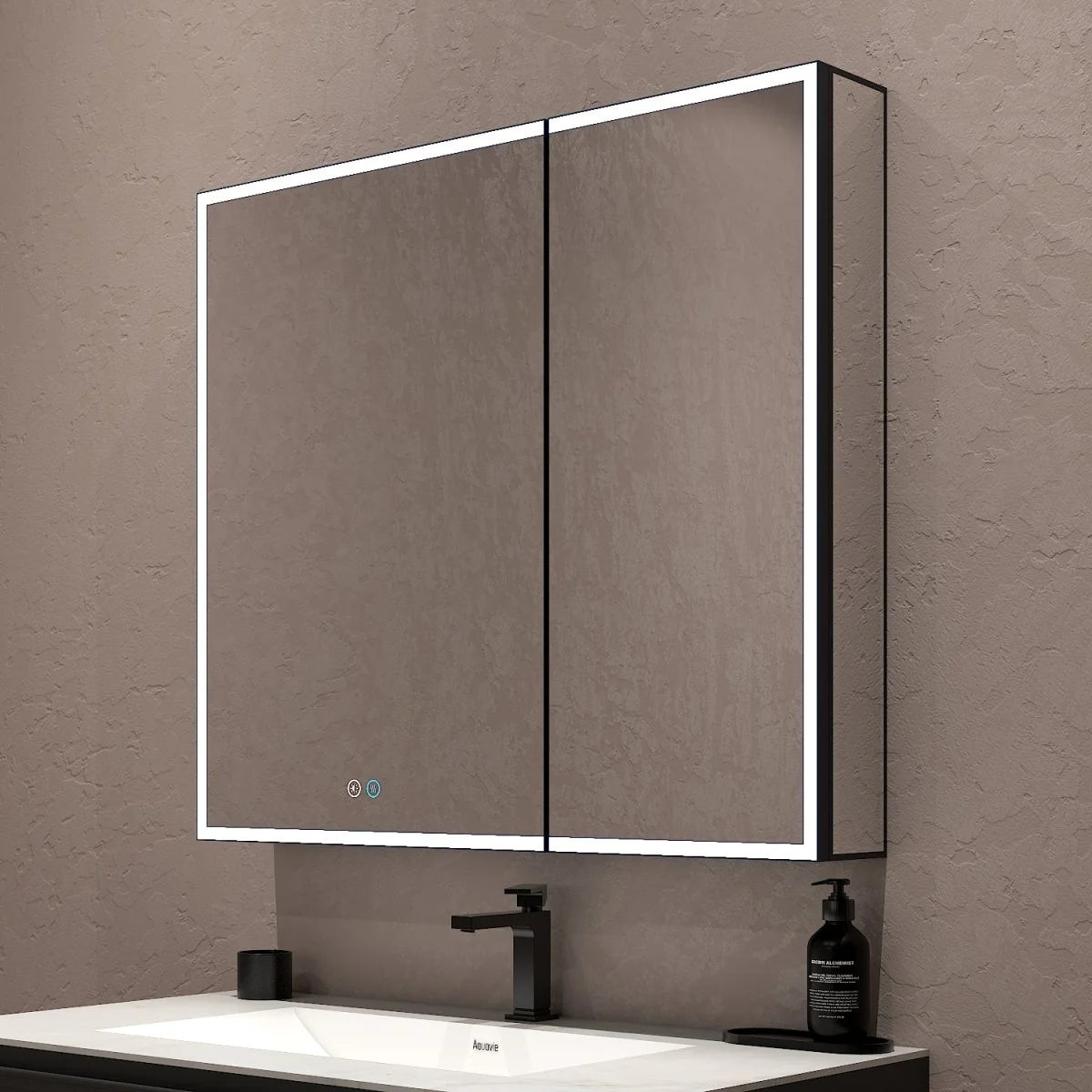 36"x32" Bathroom LED Mirror Cabinet – Dimmable Light, Anti-Fog, Recessed or Surface Mount 36"x32"