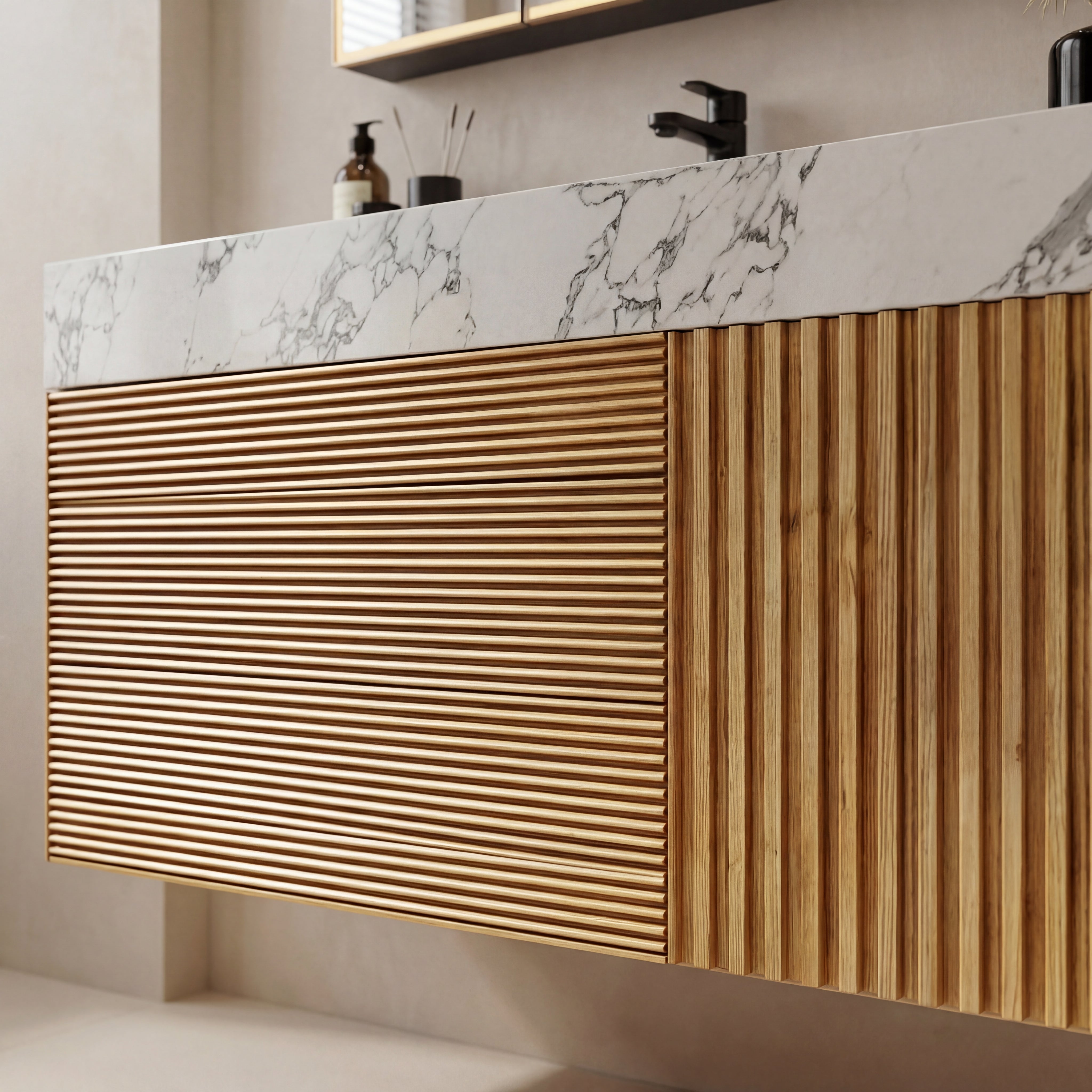 48" Oak Engineered Wood Floating Bathroom Vanity