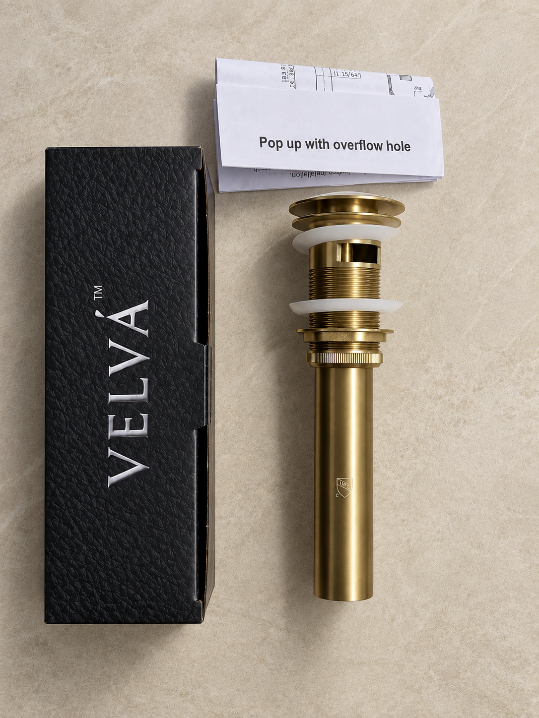 Solid Brass Pop-Up Drain with Overflow