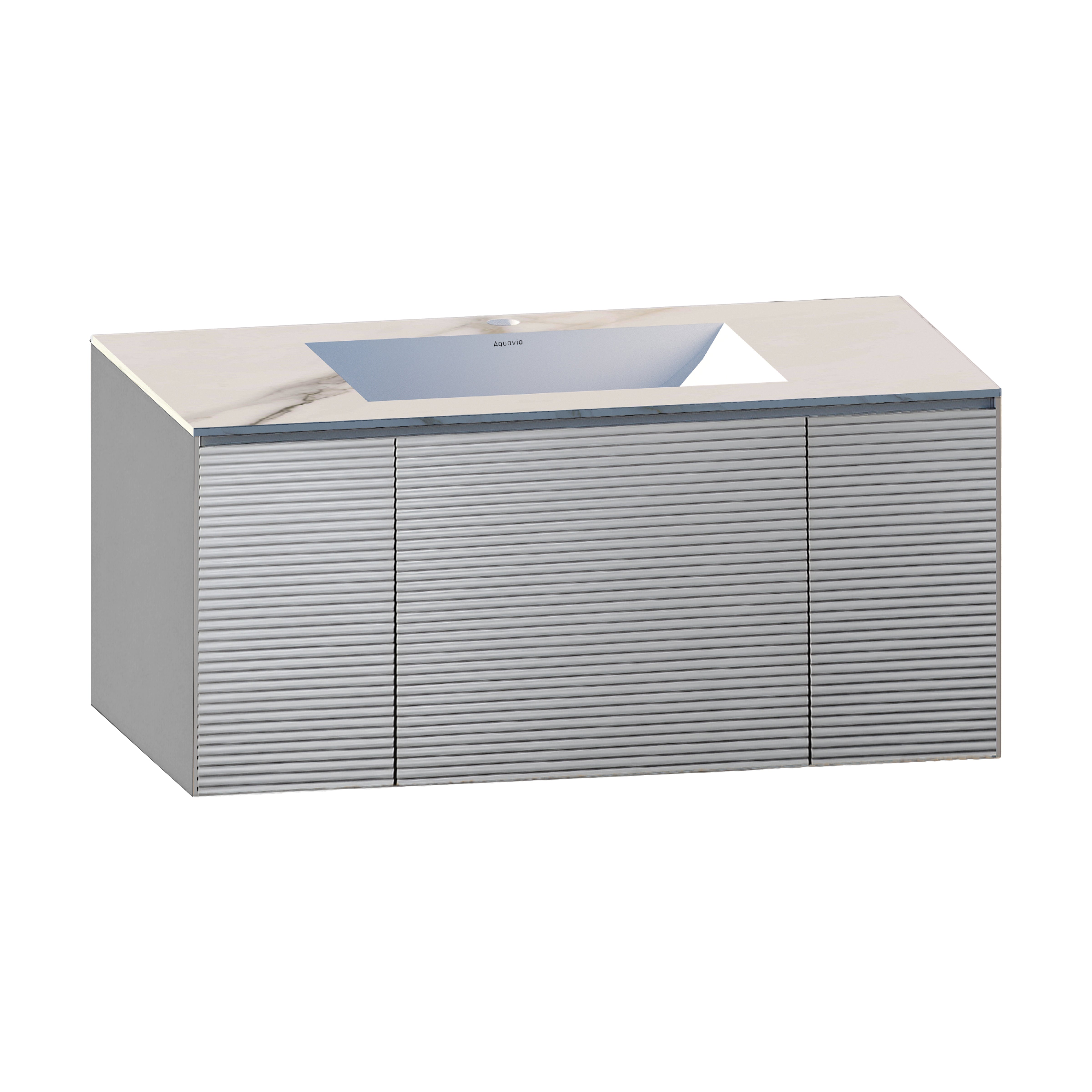 40"/ 48" Stone Top with Light Gray Engineered Wood Floating Bathroom Vanity