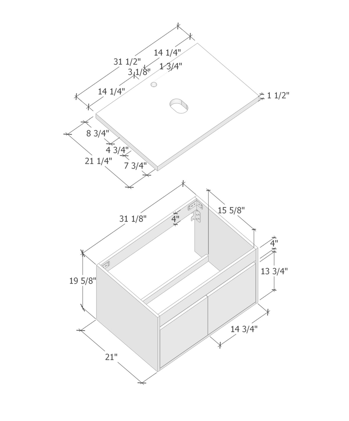 Meuble-lavabo (A8003-80) 32 po