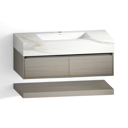 Floating Bathroom Vanity – Seamless Sintered Stone Ceramic Top | Modern Plywood Vanity (40" / 48")