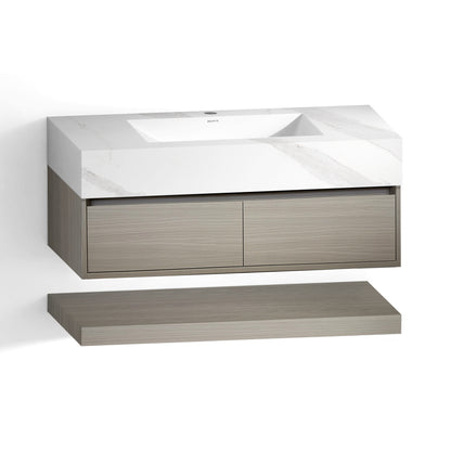 Floating Bathroom Vanity – Seamless Sintered Stone Ceramic Top | Modern Plywood Vanity (40" / 48")