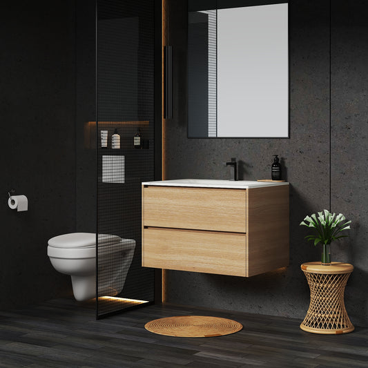 Thermoformed Sintered Stone Top with Elegant Floating Bathroom Vanity