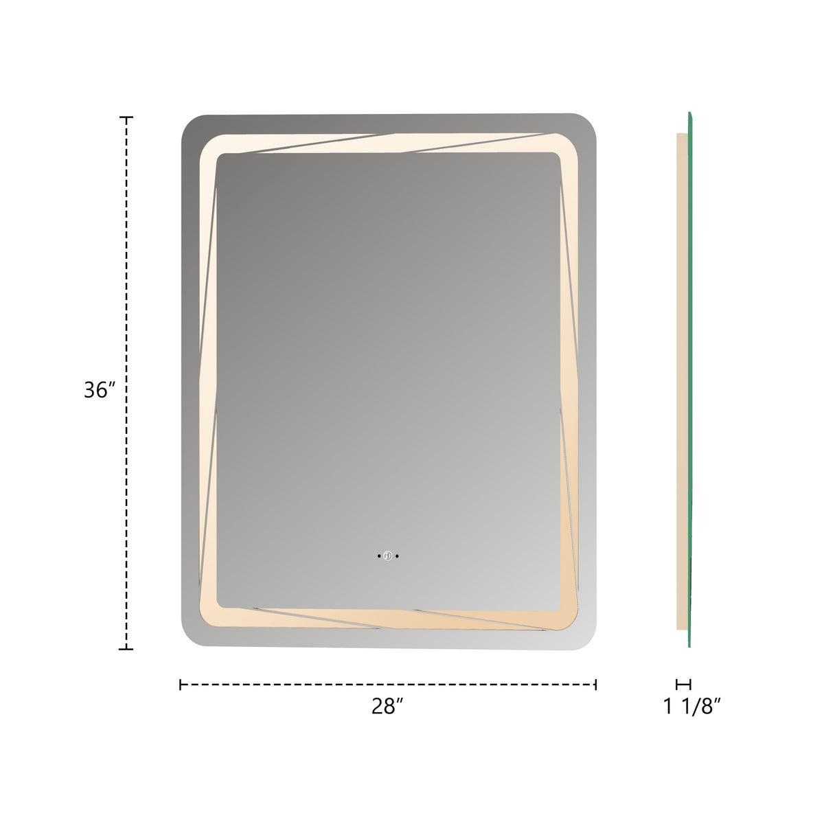 28" x 36" LED Bathroom Mirror with Anti-Fog and Angled Corner Light Border