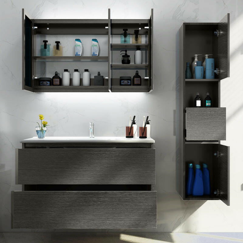 A8002 Bathroom Vanity Sink Combo Wall Mounted Cabinet Vanity Set with Drop in Sink.