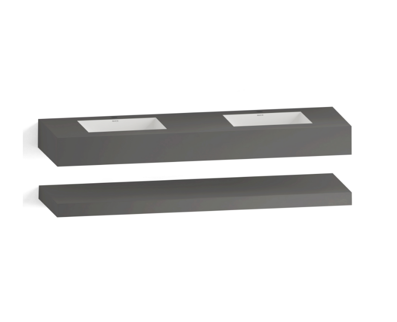 71 Inch Double Sink Stone Top with Hotel-Style Stone Cabinet Floating Vanity