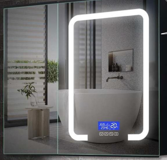 LED light medicine cabinet with 2 mirror doors and integrated Anti-fog.