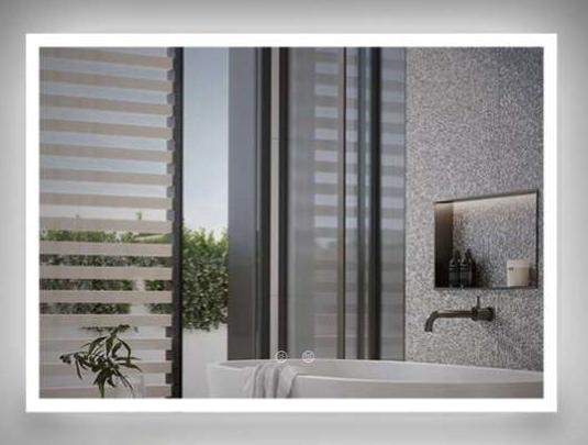 42" x 32" Mirror with integrated LED light edge, dimming and anti-fog functions.