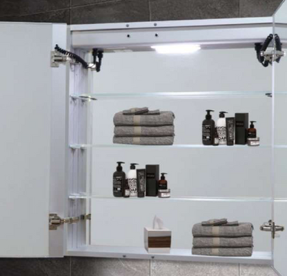 Wall-Mounted LED Bathroom Mirror with Touch Sensor, Anti-Fog, and Dimmable 3-Color LED Lights – Available in 26"x32" & 36"x32".