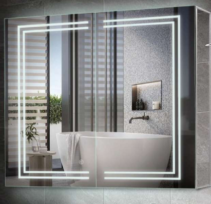 Wall-Mounted LED Bathroom Mirror with Touch Sensor, Anti-Fog, and Dimmable 3-Color LED Lights – Available in 26"x32" & 36"x32".