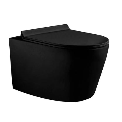 Dual-flush Matte black wall toilet with black control plate PARETO.