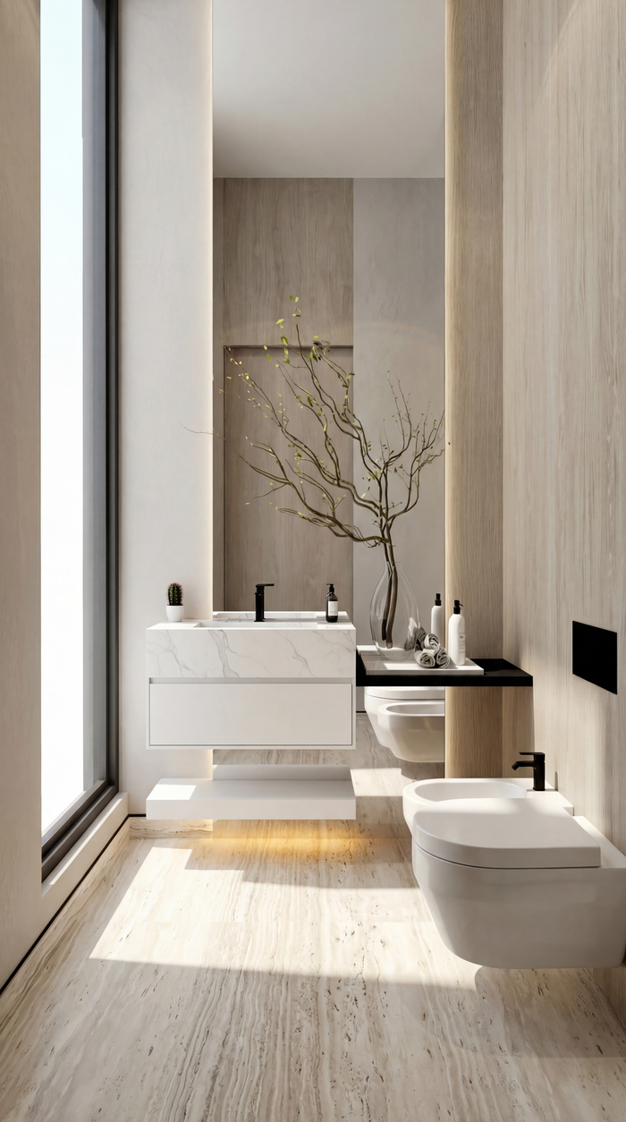 Sunlit Travertine Minimalism