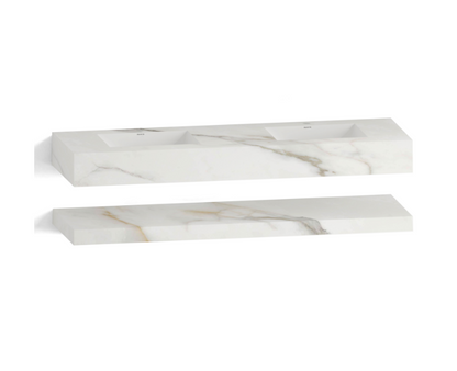 71 Inch Double Sink Stone Top with Hotel-Style Stone Cabinet Floating Vanity
