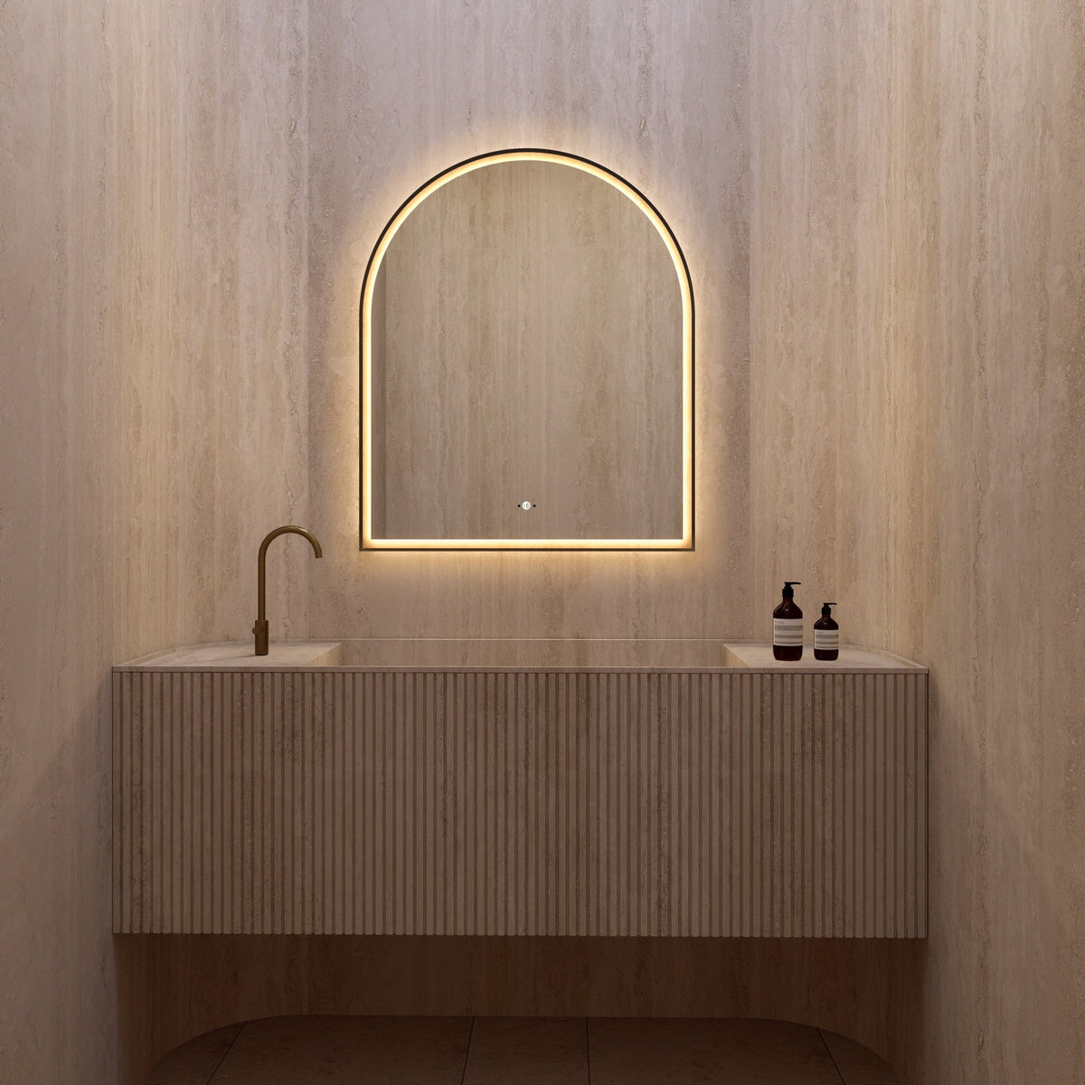 Arched LED Mirror with Black Metal Frame – 30" -LED MIrror30"x36"