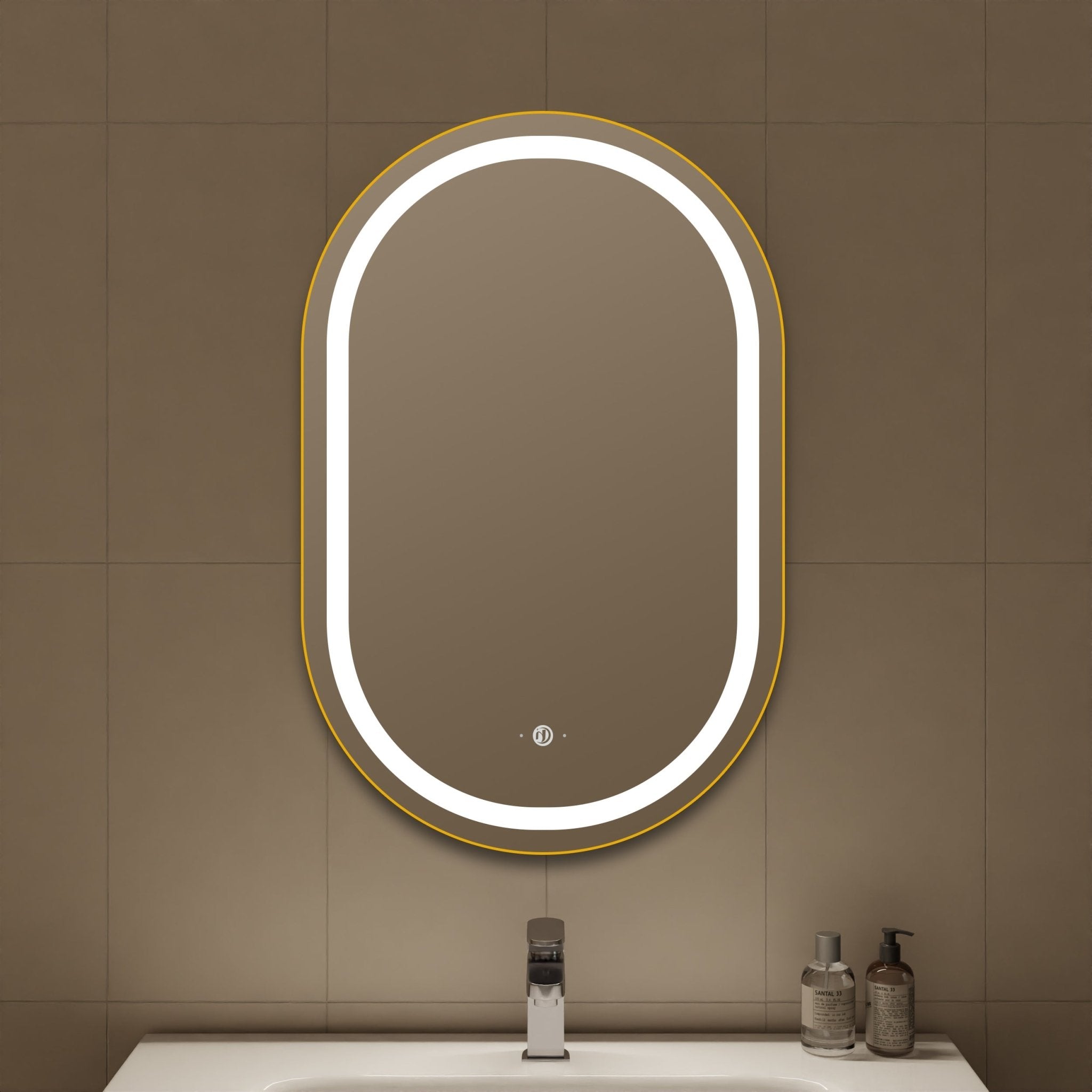 Arco Sense LED Mirror – Wave Sensor, Dimming - LED MIrrorBrush Gold NeoNova Decor