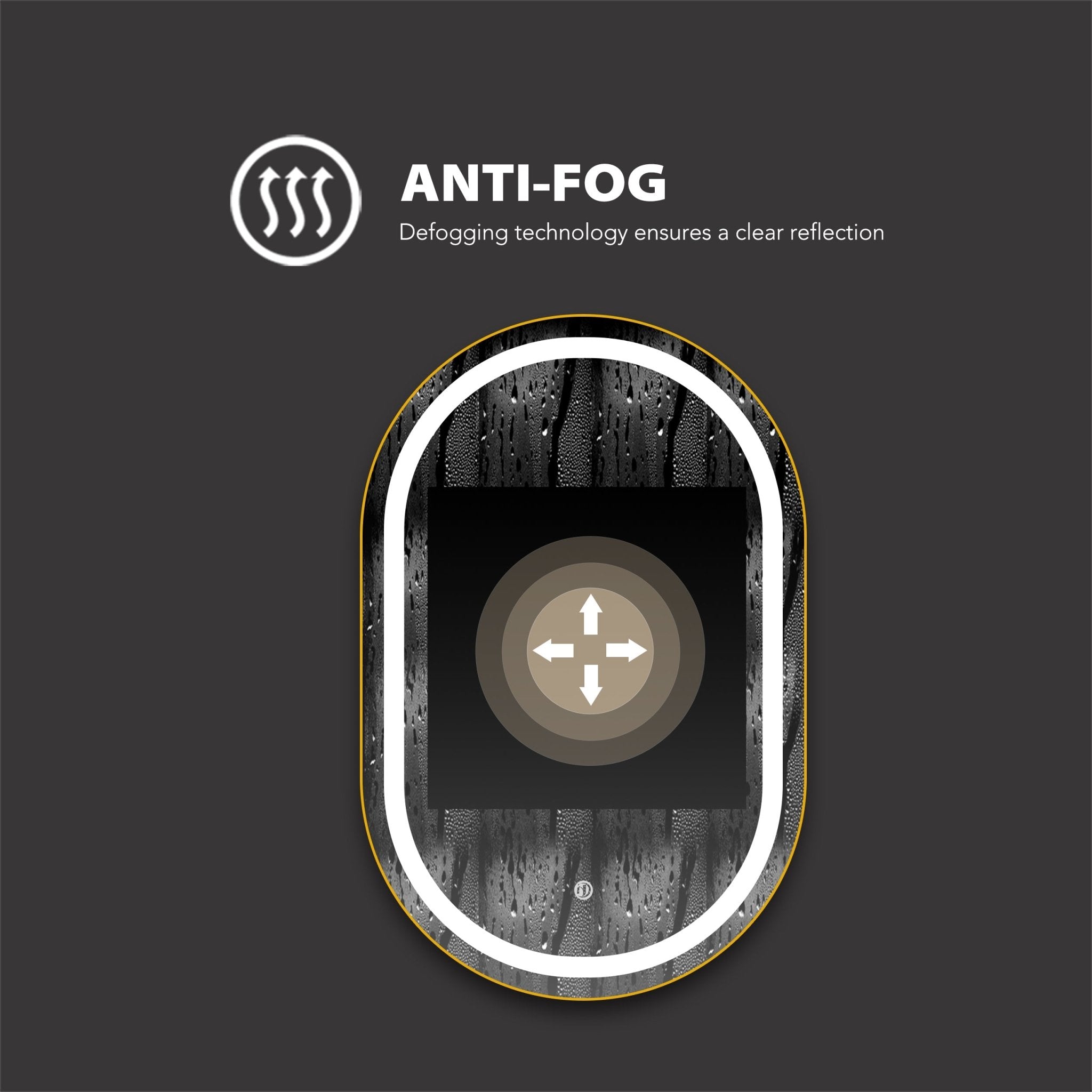 Arco Sense LED Mirror – Wave Sensor, Dimming - LED MIrrorBrush Gold NeoNova Decor