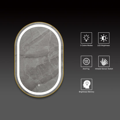 Arco Sense LED Mirror – Wave Sensor, Dimming - LED MIrrorMatte Black NeoNova Decor