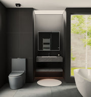 Armani Grey Floating Vanity Without Drawers – Seamless Marble - Look Stone, 40"/48" - A3 - Vanity48 inch NeoNova Decor