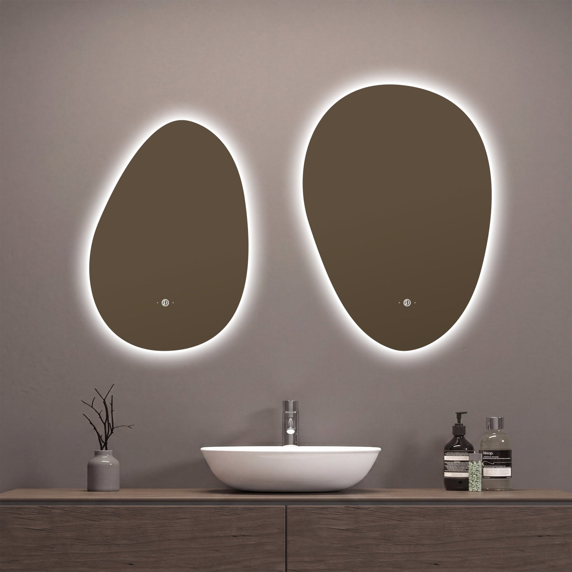 Asymmetrical LED Mirror – 20"x28" /24"x32", Wave Sensor & Backlit - LED MIrror20"x28"