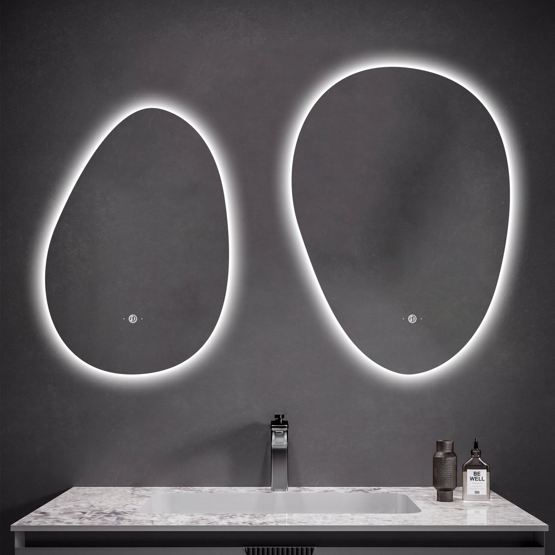 Asymmetrical LED Mirror – 20"x28" /24"x32", Wave Sensor & Backlit - LED MIrror20"x28"