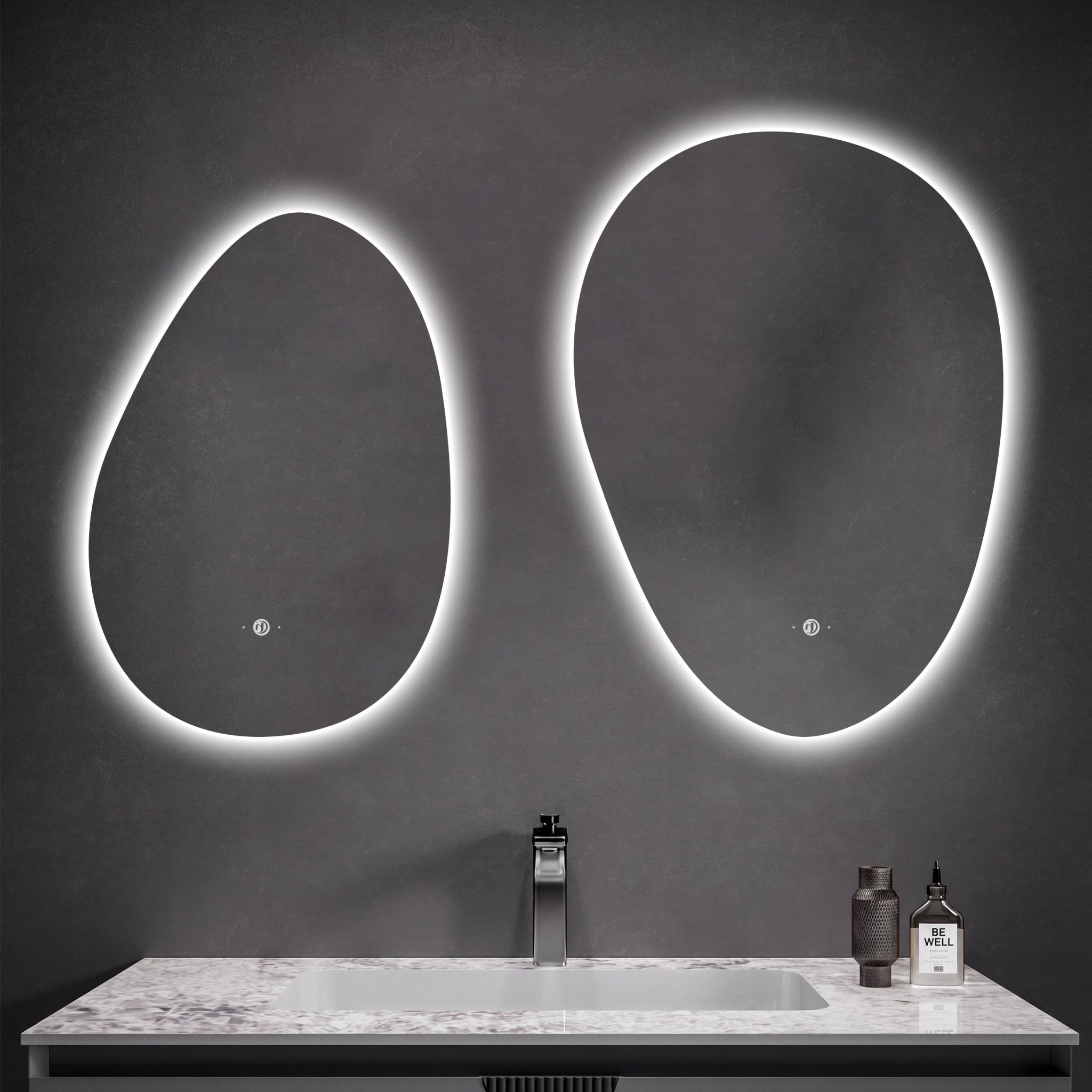 Asymmetrical LED Mirror – 20"x28" /24"x32", Wave Sensor & Backlit - LED MIrror20"x28"