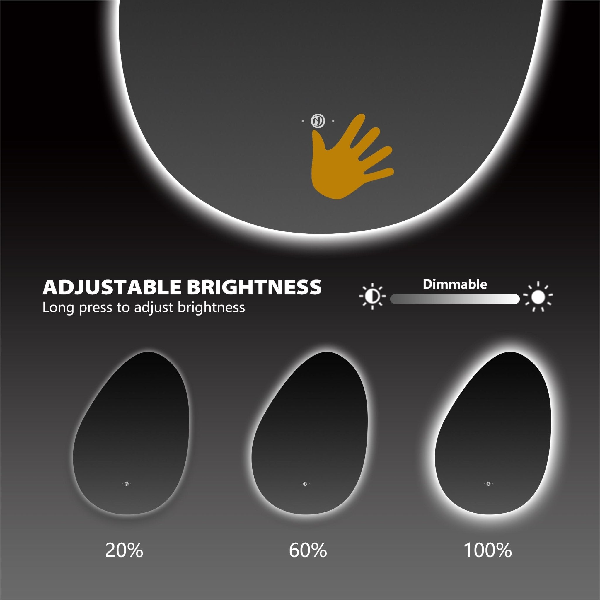 Asymmetrical LED Mirror – 20"x28" /24"x32", Wave Sensor & Backlit - LED MIrror20"x28" NeoNova Decor