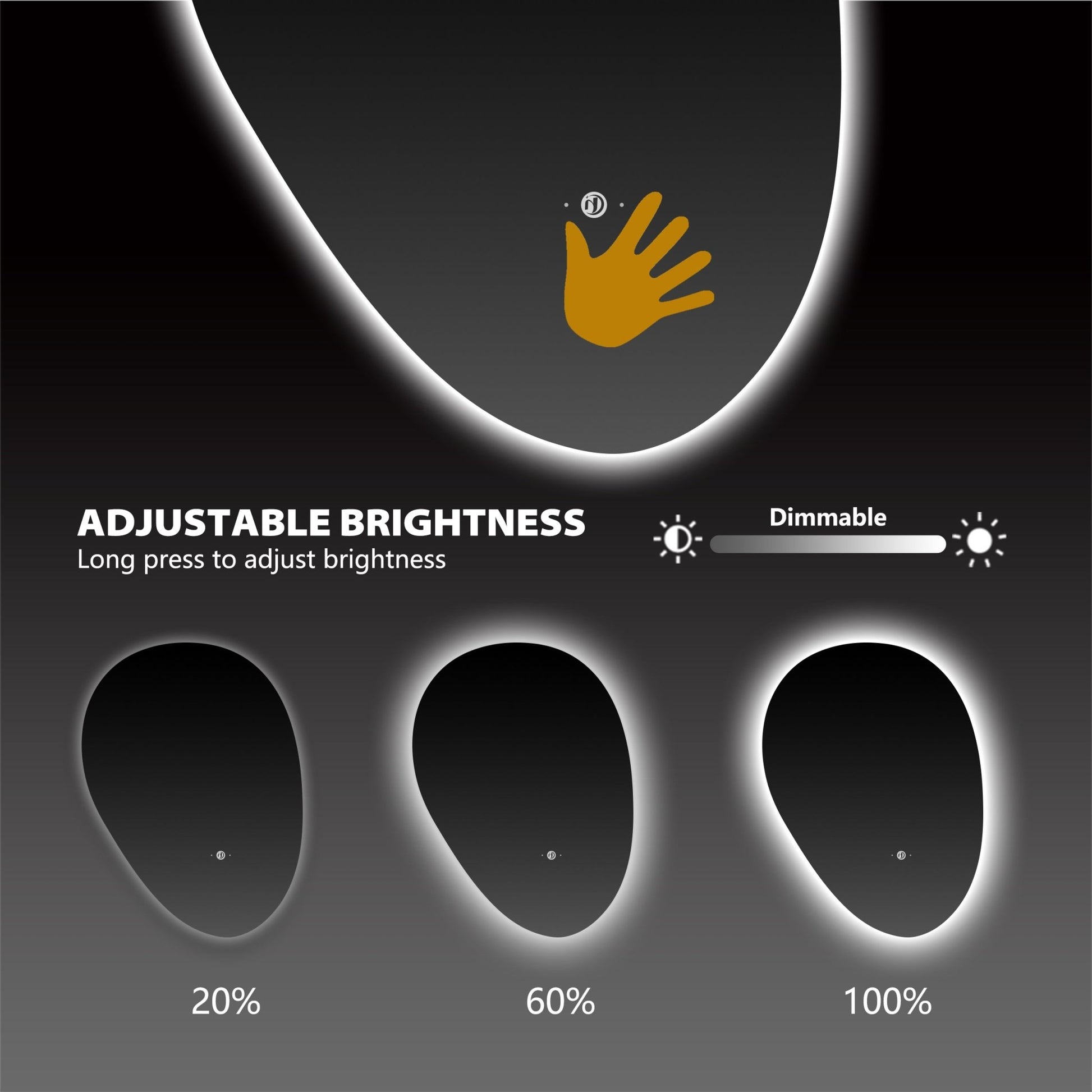 Asymmetrical LED Mirror – 20"x28" /24"x32", Wave Sensor & Backlit - LED MIrror24"x32" NeoNova Decor