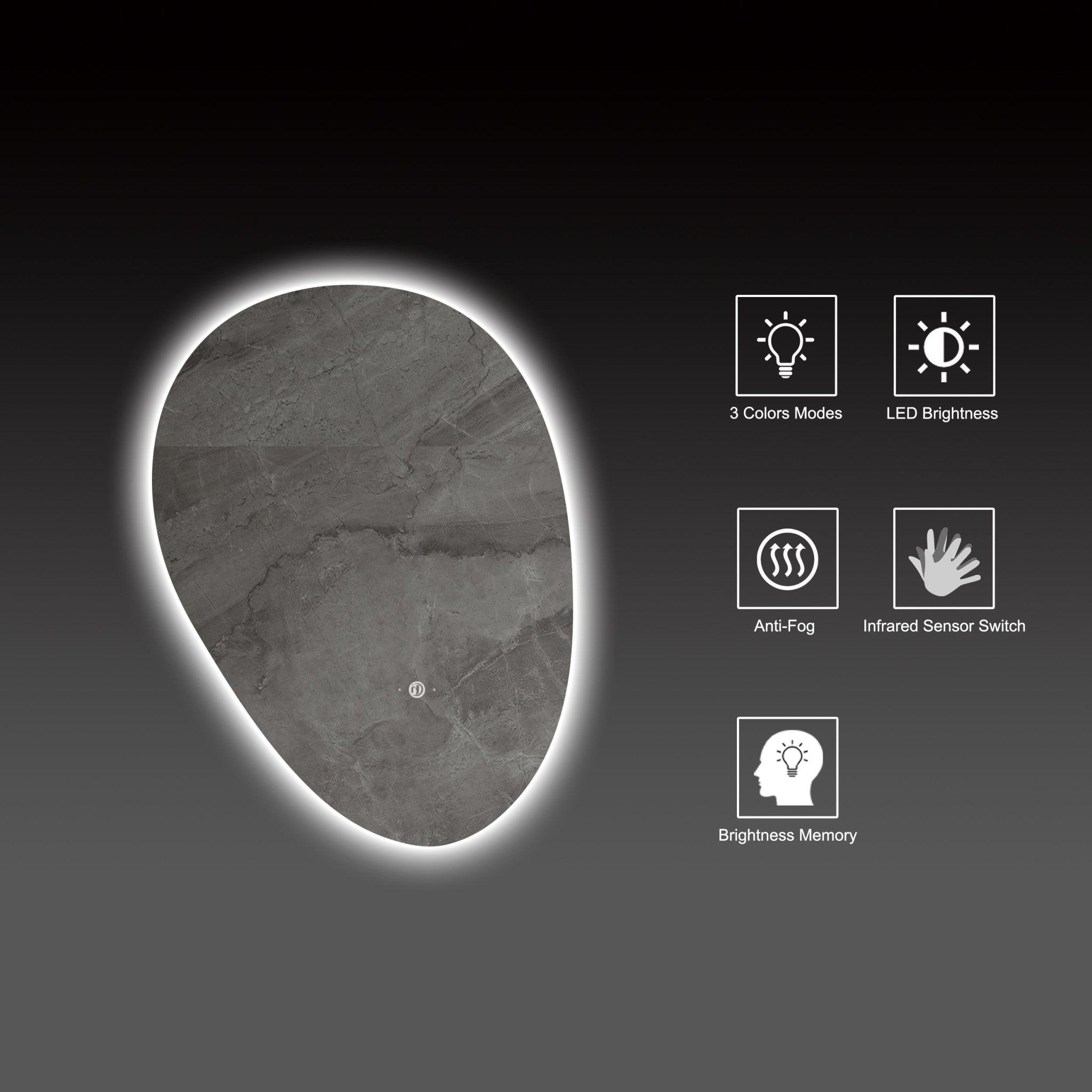 Asymmetrical LED Mirror – 20"x28" /24"x32", Wave Sensor & Backlit - LED MIrror24"x32" NeoNova Decor