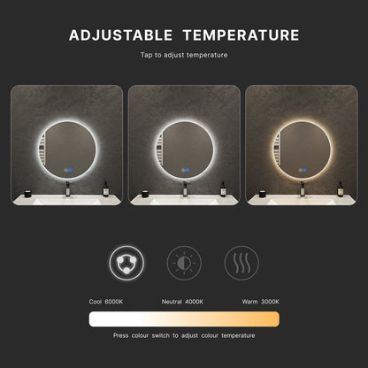 Aura LED Mirror – Backlit Round Mirror 24" - LED MIrror NeoNova Decor