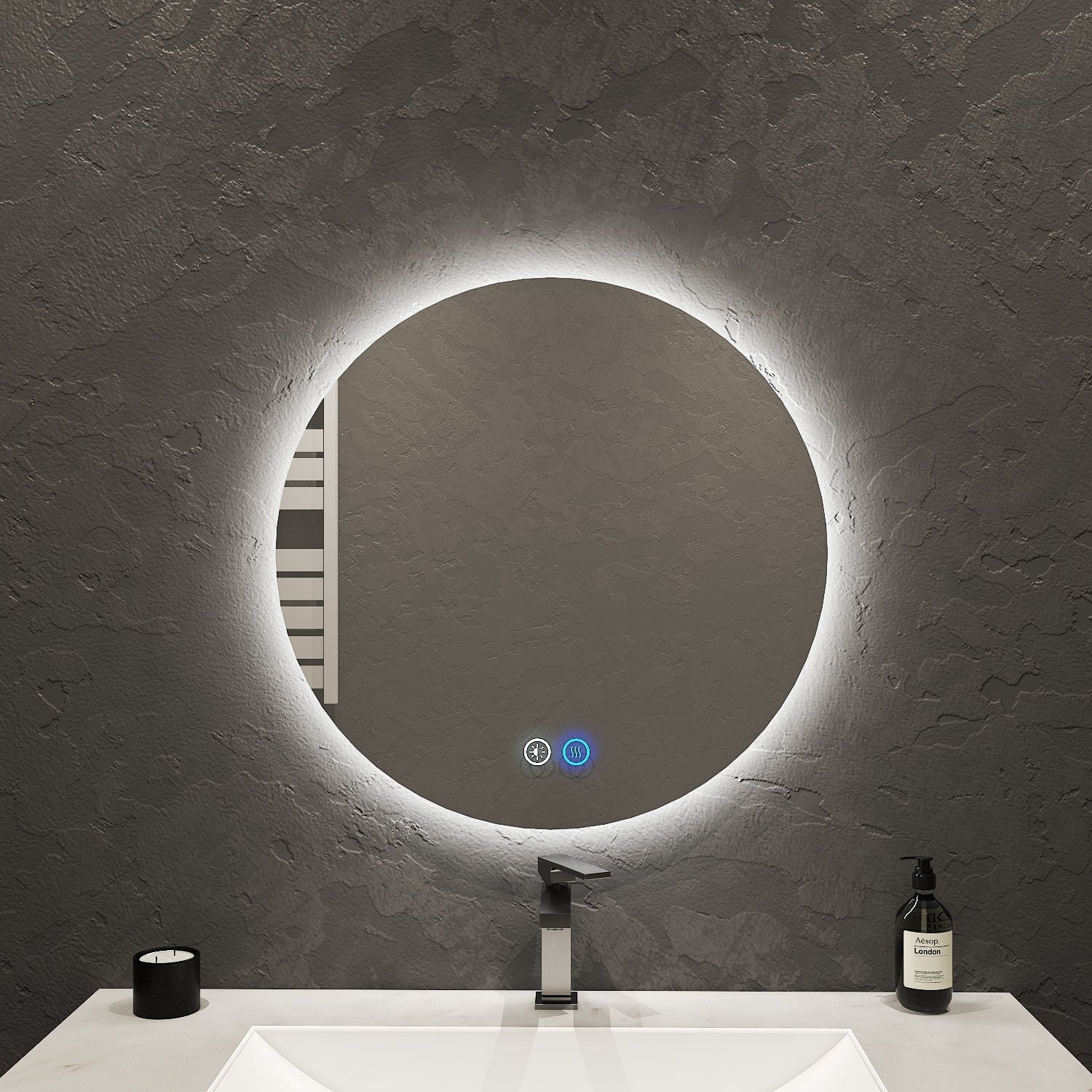 Aura LED Mirror – Backlit Round Mirror 24" - LED MIrror NeoNova Decor