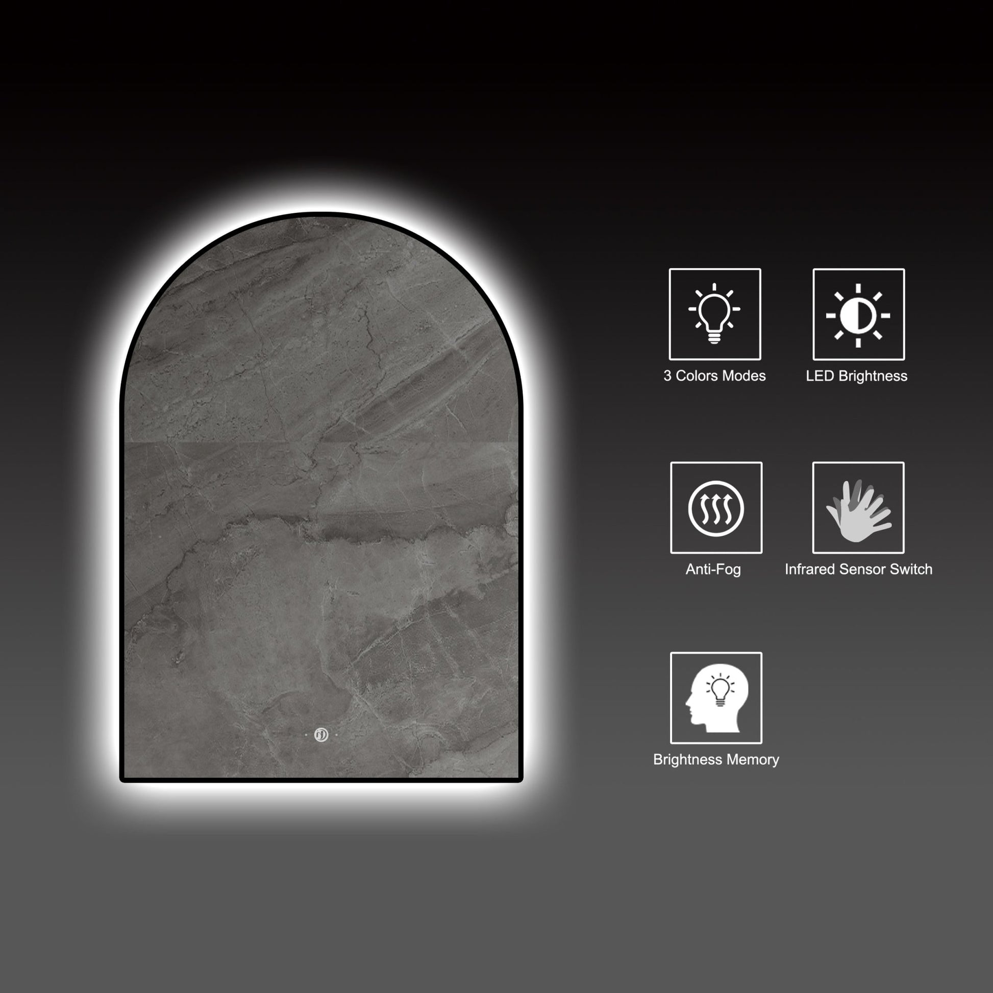 Backlit Frame Arched LED Mirror with Motion Sensor, Anti - Fog - LED MIrror24"x34" NeoNova Decor