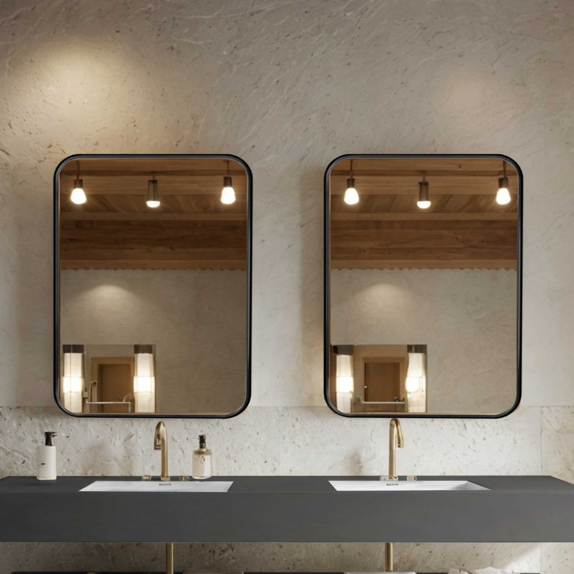 Bathroom mirror with black aluminum frame - 24''x36'' NeoNova Decor