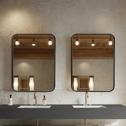 Bathroom mirror with black aluminum frame - 24''x36'' NeoNova Decor