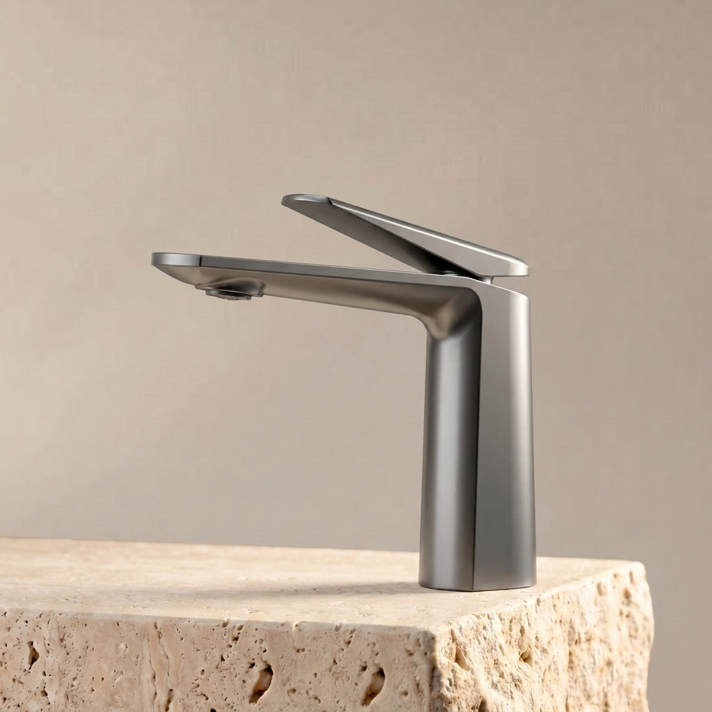 Velva EDGE Collection | Architectural Single-Hole Bathroom Faucet in Solid Brass