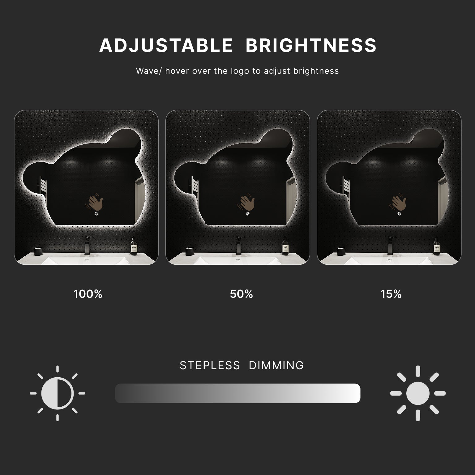 Bear Glow LED Mirror – Wave Sensor, Anti - Fog, Dimmable, 32"x40" - LED MIrror NeoNova Decor