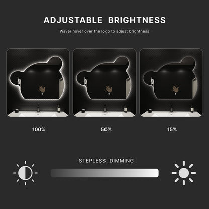 Bear Glow LED Mirror – Wave Sensor, Anti - Fog, Dimmable, 32"x40" - LED MIrror NeoNova Decor