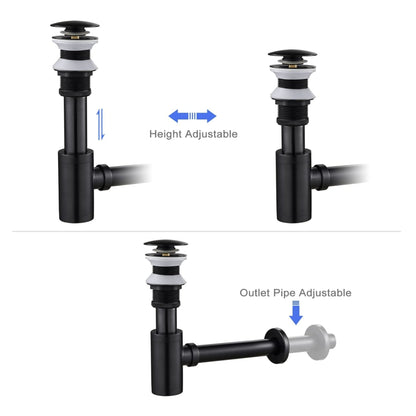 Black P - Trap Kit without Overflow – Solid Brass 1 - 1/4” Sink Drain - Fixtures NeoNova Decor