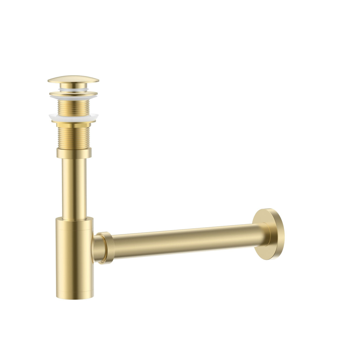 Brass Bottle Trap Drain (No Overflow) — Height-Adjustable, cUPC Certified -HardwareBrushed Gold